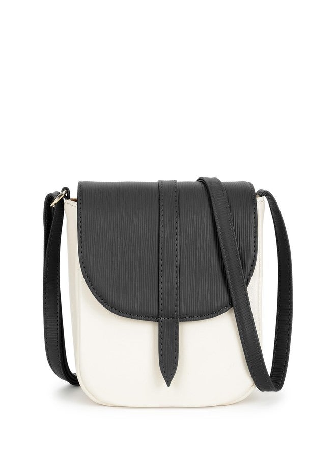 Fastrack RufflePlay Black Sling | Faux-Leather Women’s Handbag | Textured Flap Sling with Button Closure & Adjustable Strap - Image 1